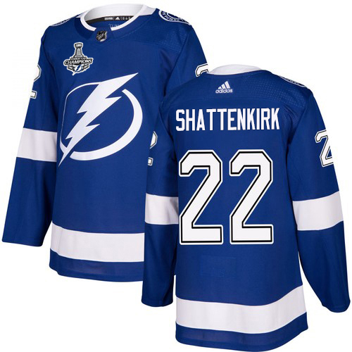 Adidas Tampa Bay Lightning Men #22 Kevin Shattenkirk Blue Home Authentic 2020 Stanley Cup Champions Stitched NHL Jersey->tampa bay lightning->NHL Jersey